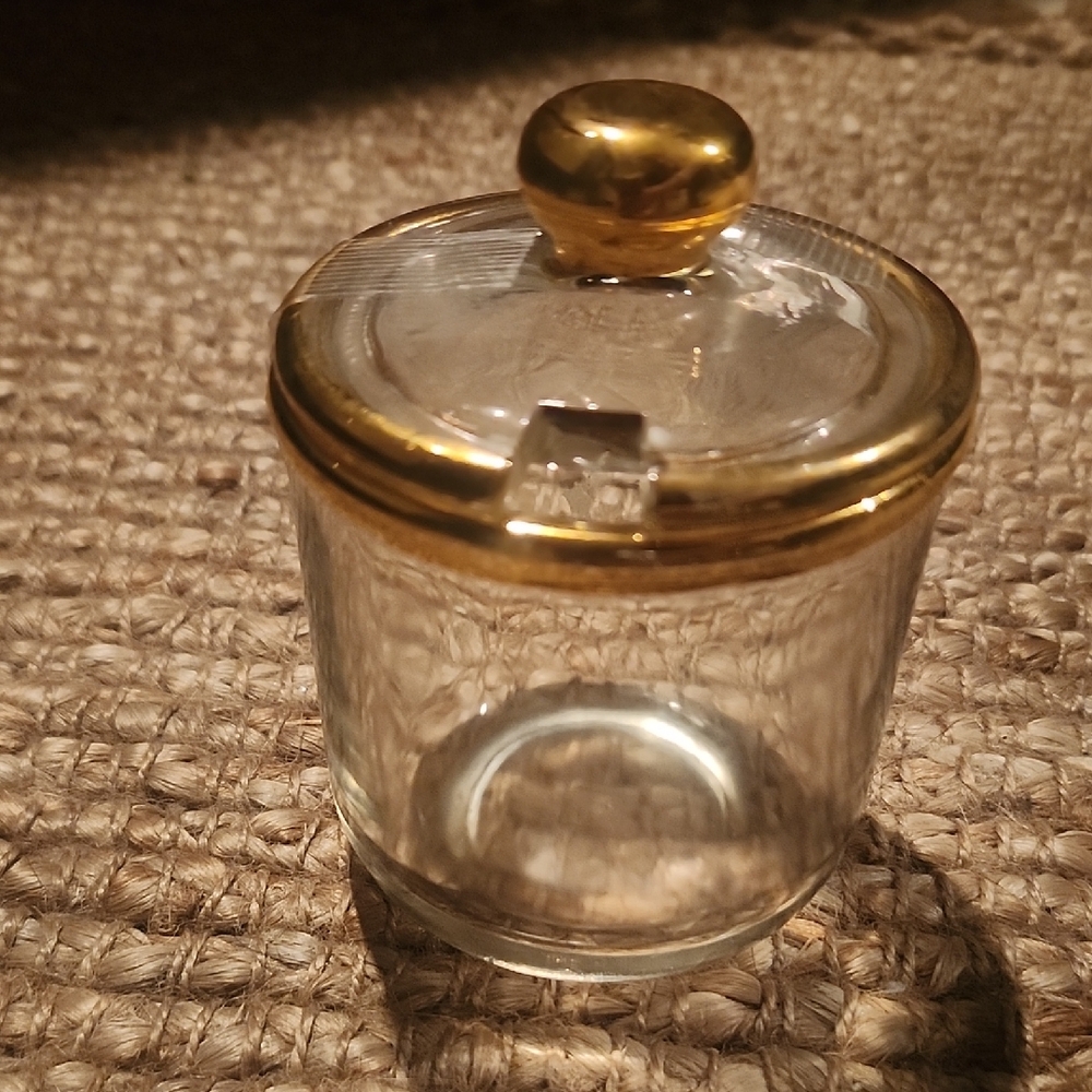 Vintage Jam/ Jelly Glass Jar with Gold Lid